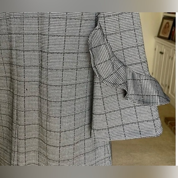 🩶 Banana Republic Houndstooth Midi Bell Sleeve Dress Women’s Sz 4 - Picture 5 of 13